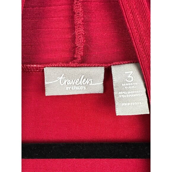 Women’s Chico’s Travelers Size 2XL Bright Red Long Sleeve Cardigan with Ribbed D - Picture 4 of 4